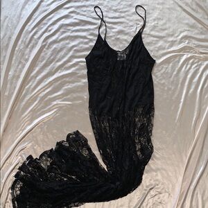 Gilligan & O’Malley Black Satin and Lace Slip Dress Size XS / S